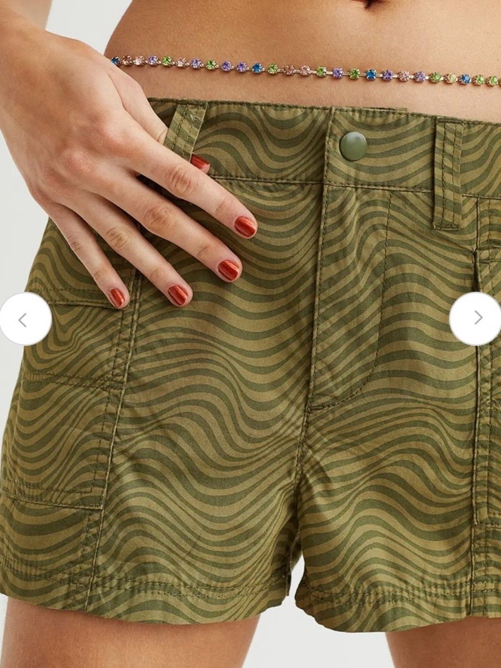 H&M Olive Wave-Print Women's Shorts